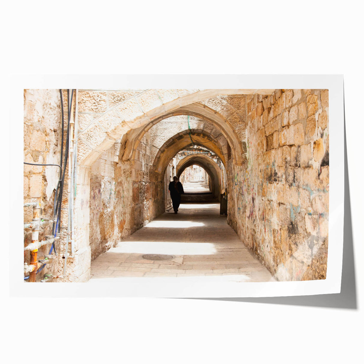 Vibrant rolled print showcasing a modern street landscape design with lively colors, ideal for home decor or art enthusiasts, packaged securely in a protective tube.