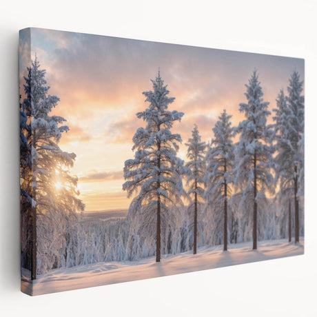 Stretched canvas wall art showcasing a serene landscape with trees, featuring vibrant colors and intricate details, perfect for enhancing home decor.