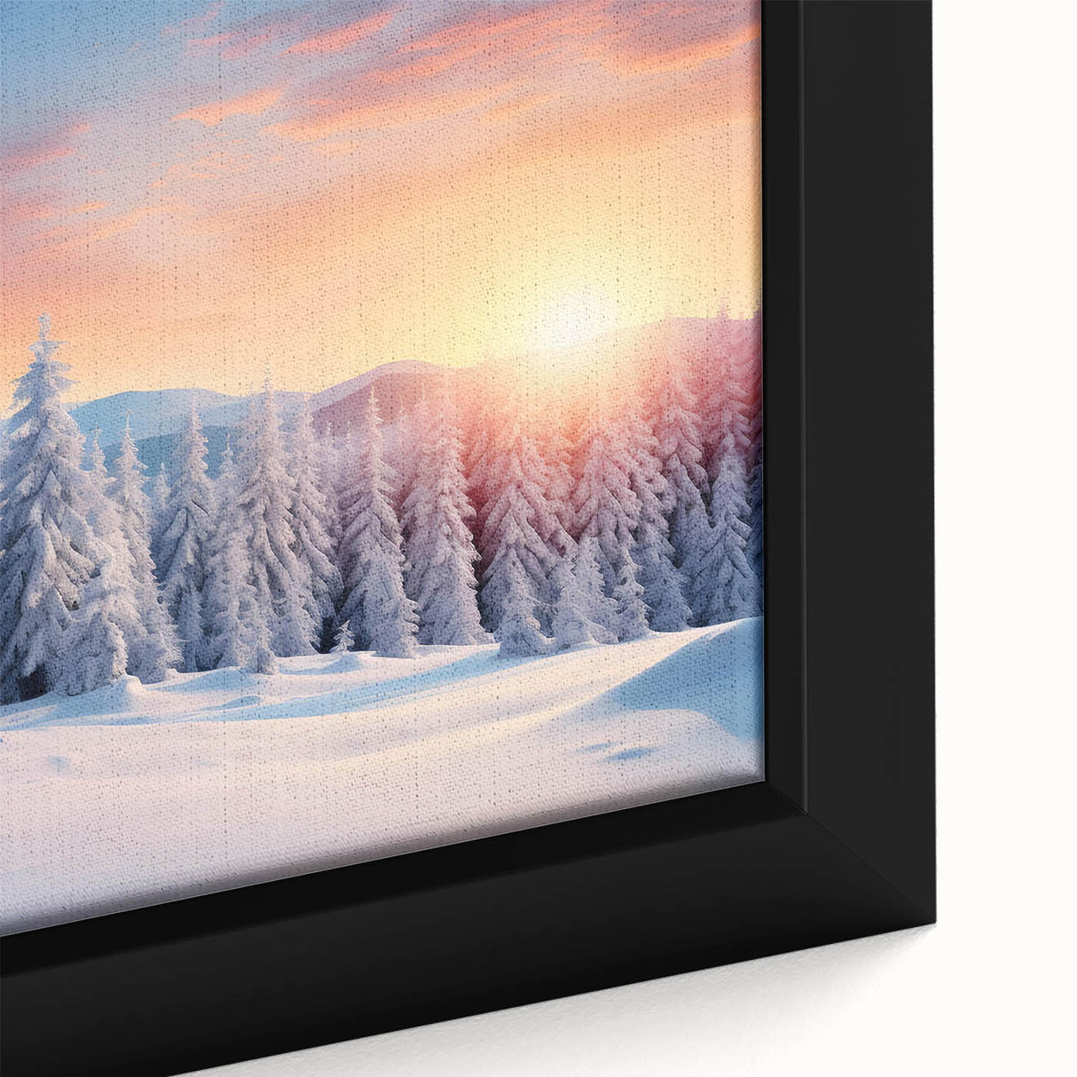 Framed canvas wall art featuring a close-up of intricately designed trees in a vibrant landscape, showcasing rich colors and textures to enhance any decor.