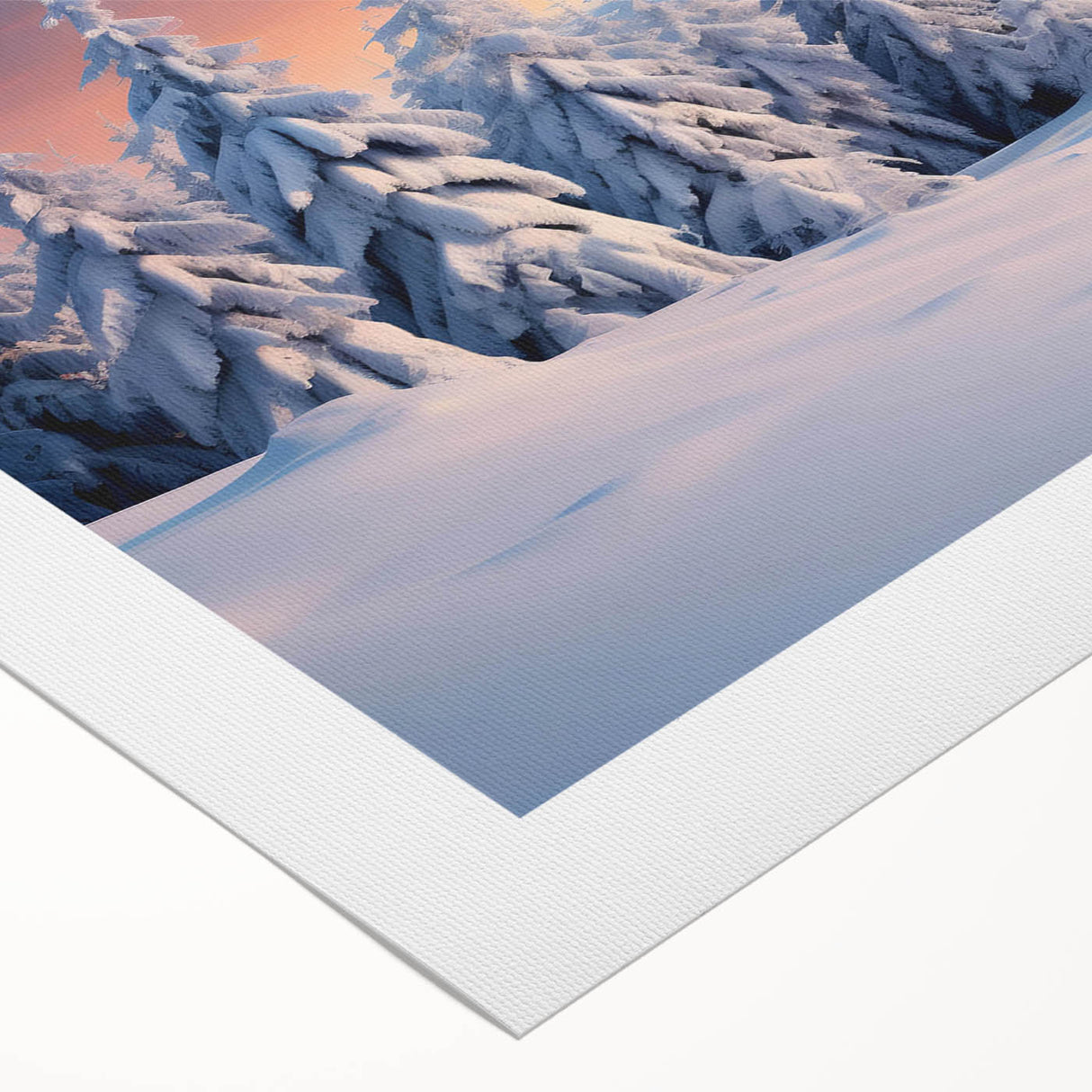 Rolled canvas artwork showcasing a vibrant landscape with stylized trees, perfect for home decor. Features rich colors and a contemporary design, ideal for nature lovers.