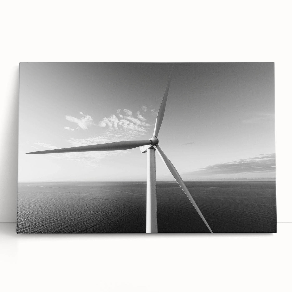 Stretched canvas wall art featuring a serene landscape with windmills, showcasing vibrant colors and fine details, perfect for enhancing any living space or office decor.