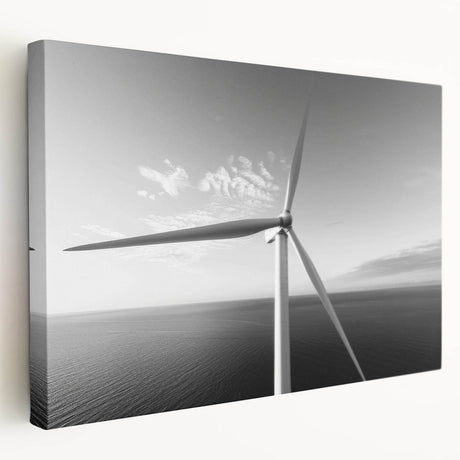 Stretched canvas wall art featuring a serene landscape with windmills, showcasing vibrant colors and detailed textures, ideal for home decor.