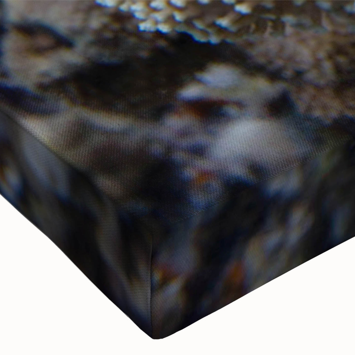 Vibrant close-up of a stretched canvas wall art featuring colorful marine life and intricate coral designs, perfect for ocean-themed home decor.