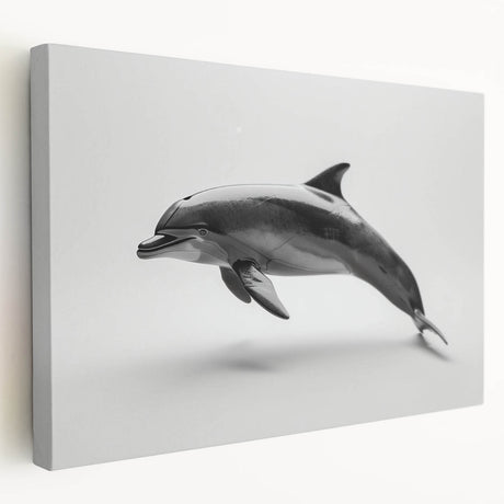 Stretched canvas wall art showcasing a vibrant dolphin design in a marine life theme, perfect for ocean-inspired decor. Bright colors enhance any room's ambiance.
