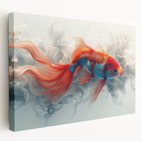 Stretched canvas wall art showcasing a vibrant marine life fish design, featuring rich colors and intricate details, perfect for ocean-themed decor.
