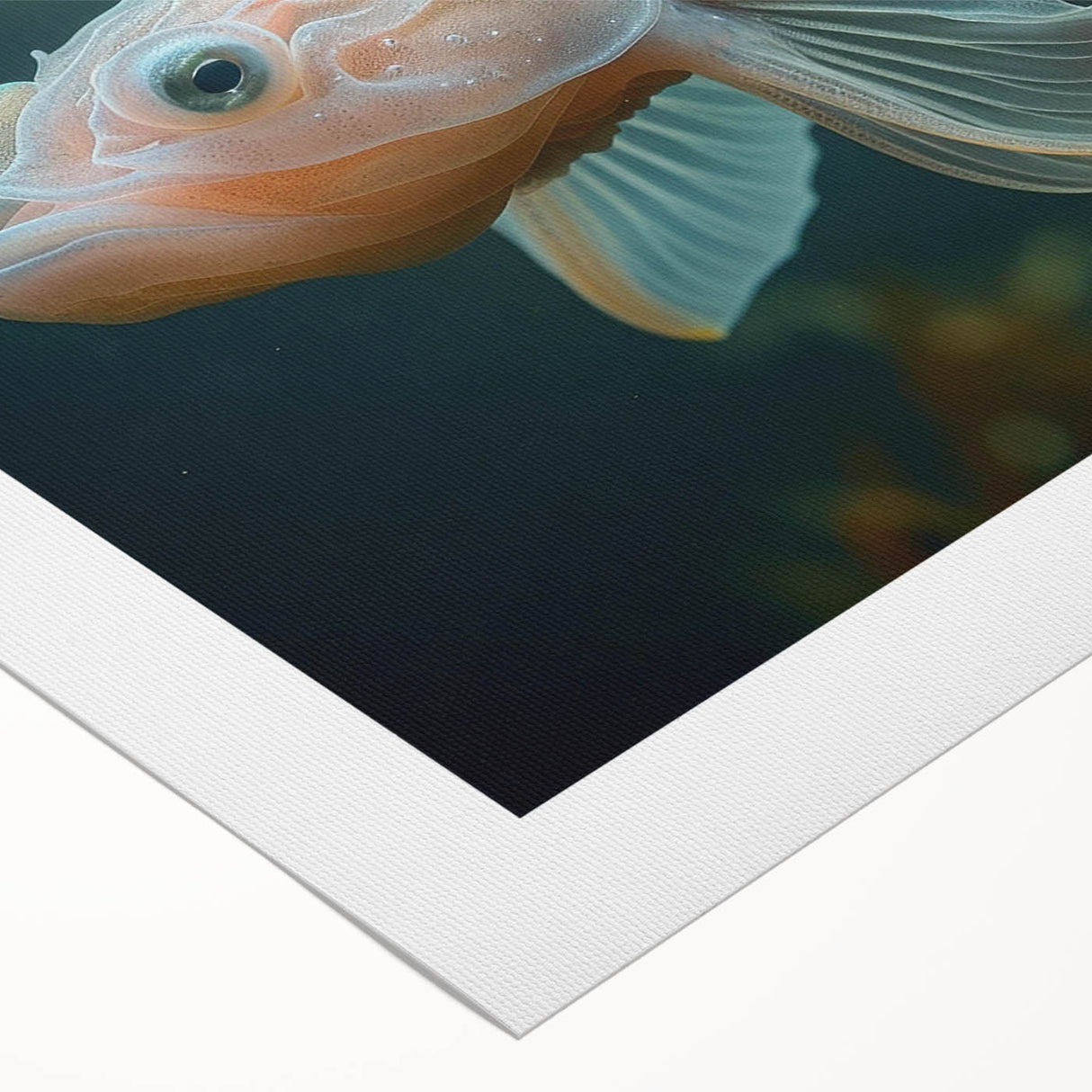 Colorful marine life fish design wall art on rolled canvas, showcasing vibrant aquatic colors and intricate details, perfect for ocean-themed decor.