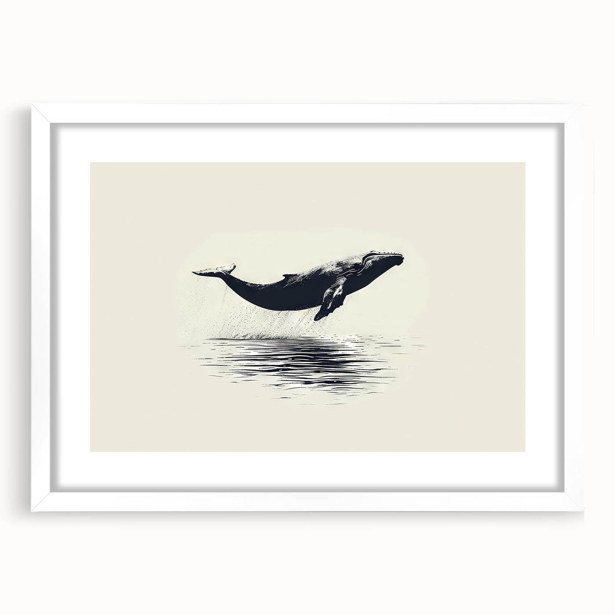 Orca design wall art collection featuring a framed print with a white mat, showcasing vibrant marine life colors and intricate details, perfect for ocean-themed decor.