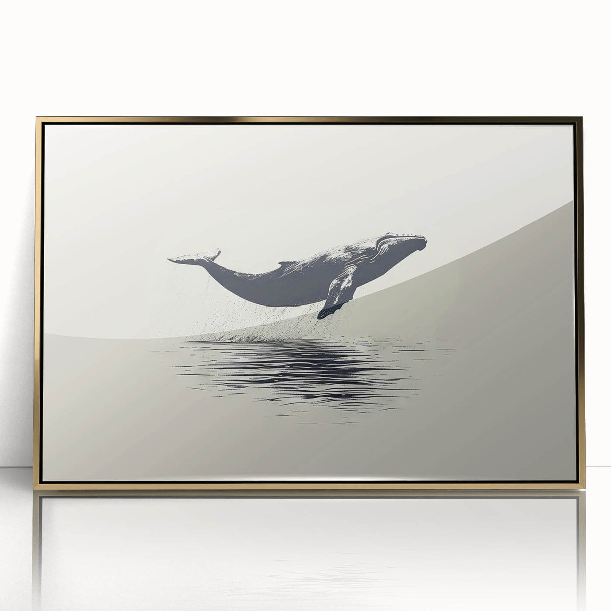 Framed acrylic wall art showcasing a stunning orca marine life design in gold, highlighting intricate details and vibrant colors for an elegant nautical decor.