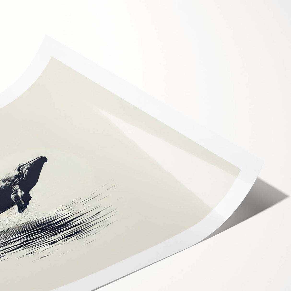 Vibrant rolled print featuring a stunning orca design, showcasing intricate marine life details in blue and black tones, perfect for ocean-themed decor.