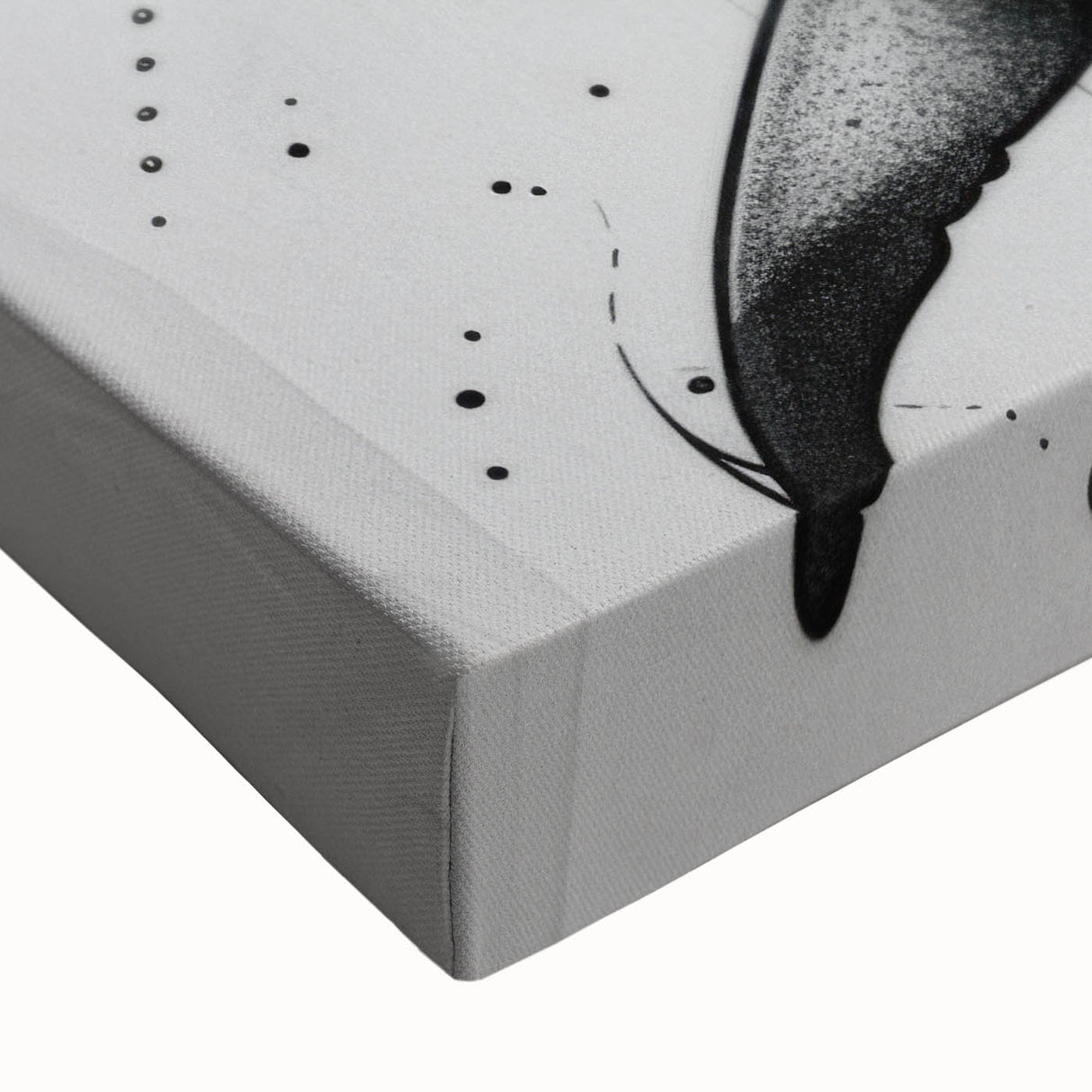 Close-up of a stretched canvas featuring a vibrant marine life design showcasing a whale, rich in blues and greens, perfect for ocean-themed decor.