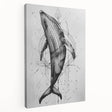 Stretched canvas wall art showcasing a vibrant marine life design, featuring a majestic blue whale swimming amidst colorful coral and sea plants, ideal for ocean-themed decor.