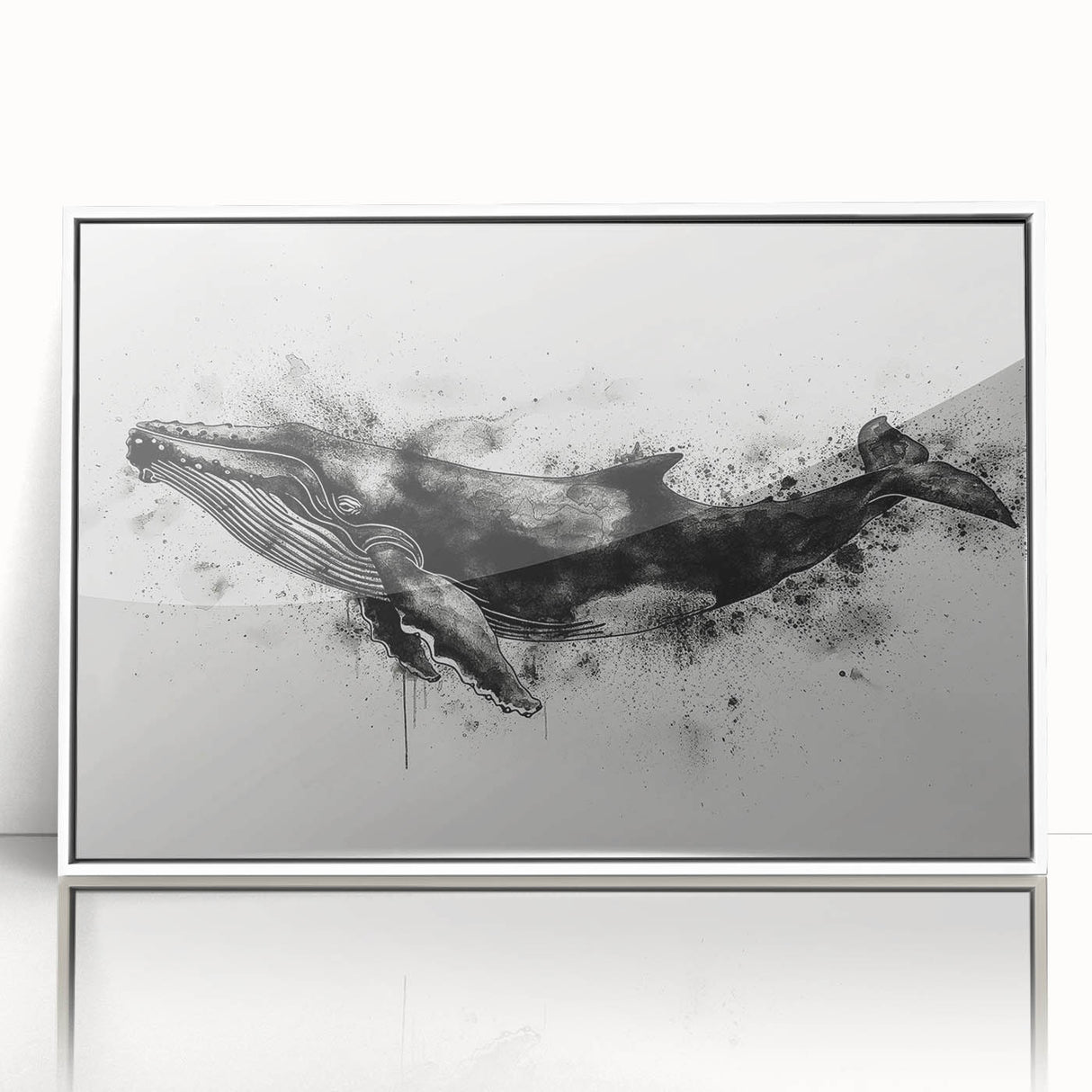 Framed acrylic wall art featuring a stunning whale design, showcasing vibrant marine life colors and intricate details, perfect for ocean-themed decor.