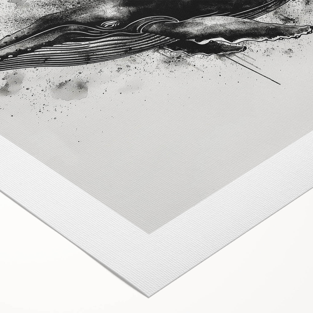 Whale-themed rolled canvas wall art showcasing a vibrant marine life design, featuring shades of blue and white, ideal for ocean lovers and home decor enthusiasts.