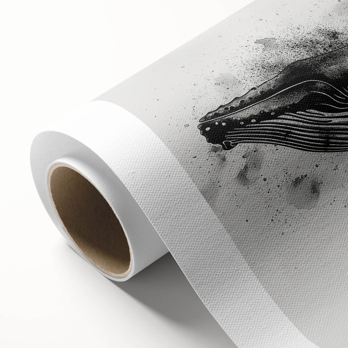 Whale-themed wall art on rolled canvas, showcasing vibrant marine colors and intricate details, perfect for ocean lovers and home decor enthusiasts.