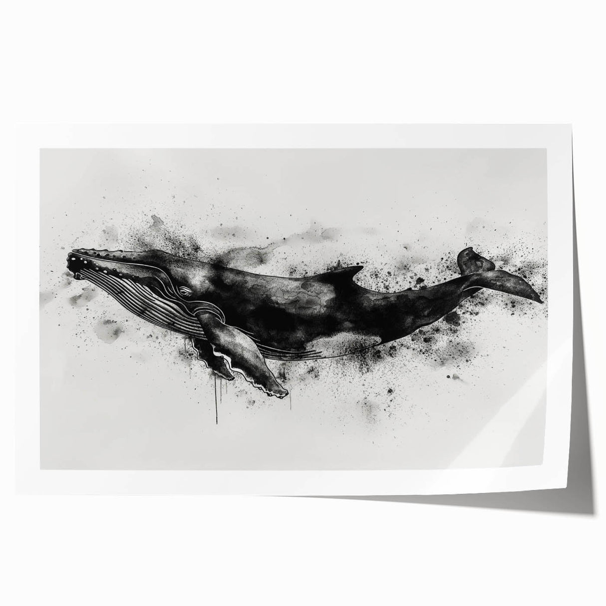 Whale-themed wall art print showcasing intricate marine life designs in vibrant colors, rolled and ready for framing, perfect for ocean-themed decor.