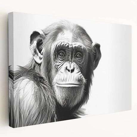Stretched canvas wall art showcasing a vibrant monkey and ape design, featuring a playful chimpanzee in a colorful jungle setting, perfect for children's rooms.