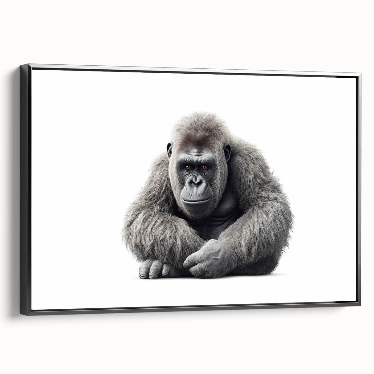 Framed wall art collection featuring a playful monkey and a majestic gorilla design on canvas, showcasing vibrant colors and intricate details, ideal for animal lovers and modern decor.