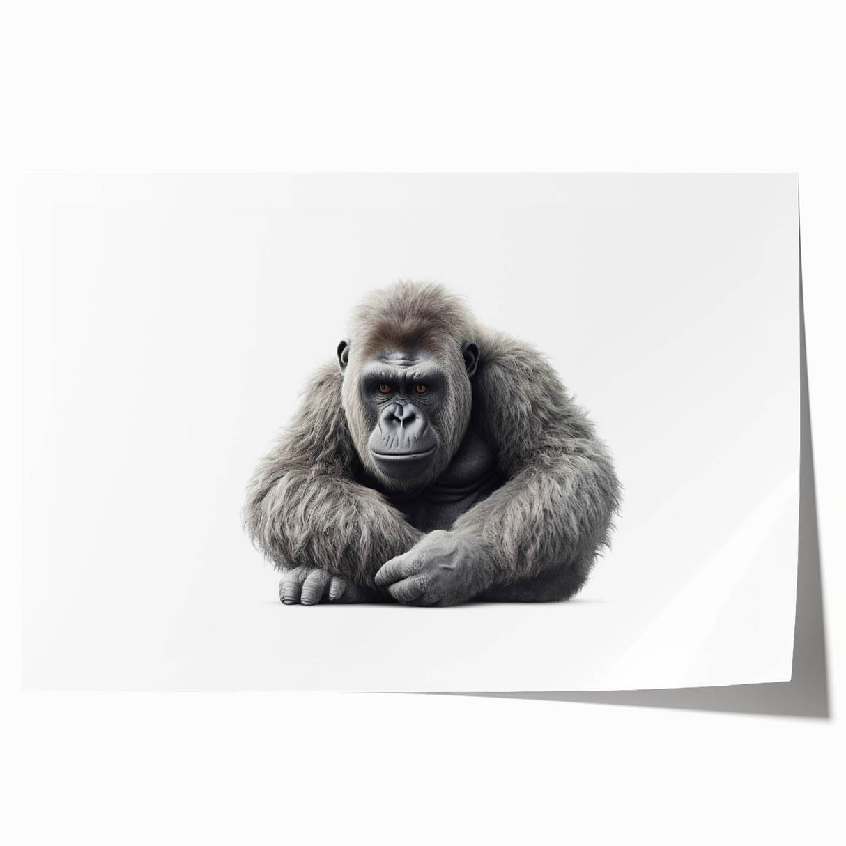 Vibrant wall art print featuring a playful monkey and a majestic gorilla, showcasing intricate details and rich colors, perfect for animal lovers and home decor enthusiasts.