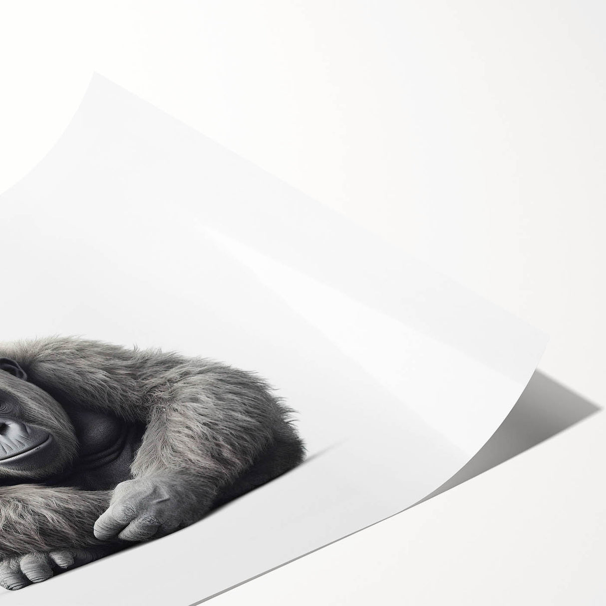 Vibrant rolled print showcasing a colorful monkey and ape gorilla design, perfect for adding a playful touch to any room decor. Ideal for animal lovers and art enthusiasts.