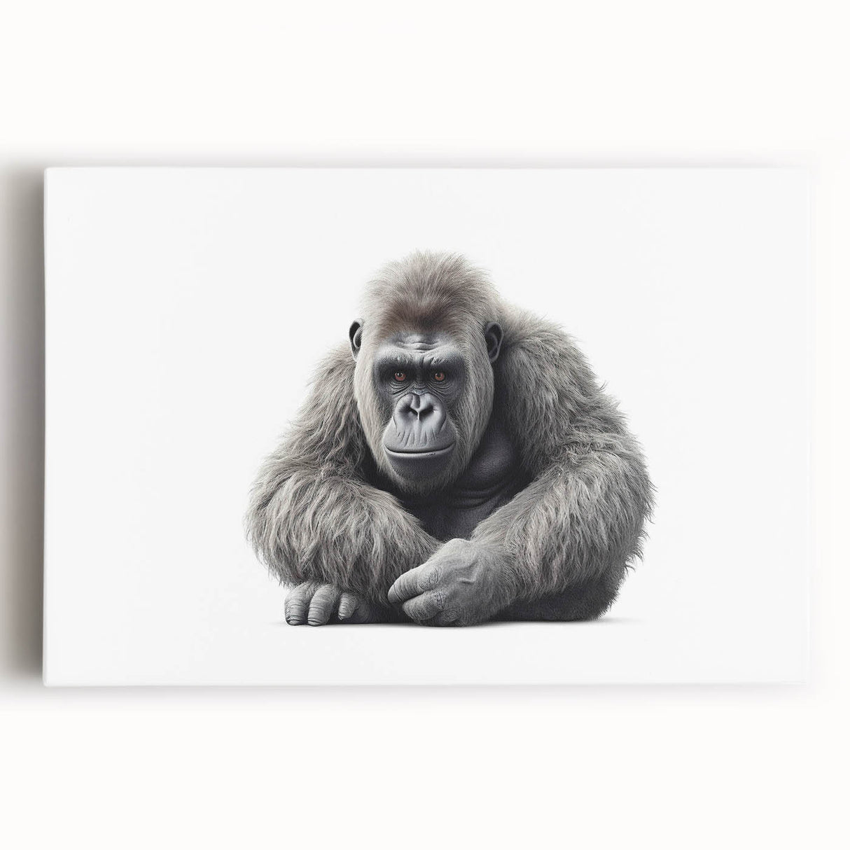 Vibrant stretched canvas wall art featuring a playful monkey and ape gorilla design, showcasing bold colors and intricate details, perfect for adding a whimsical touch to any space.