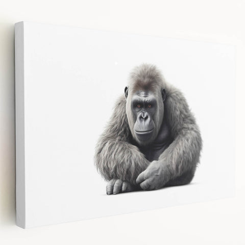 Stretched canvas wall art featuring a vibrant design of monkeys and gorillas, showcasing rich colors and intricate details, perfect for animal lovers and modern decor.