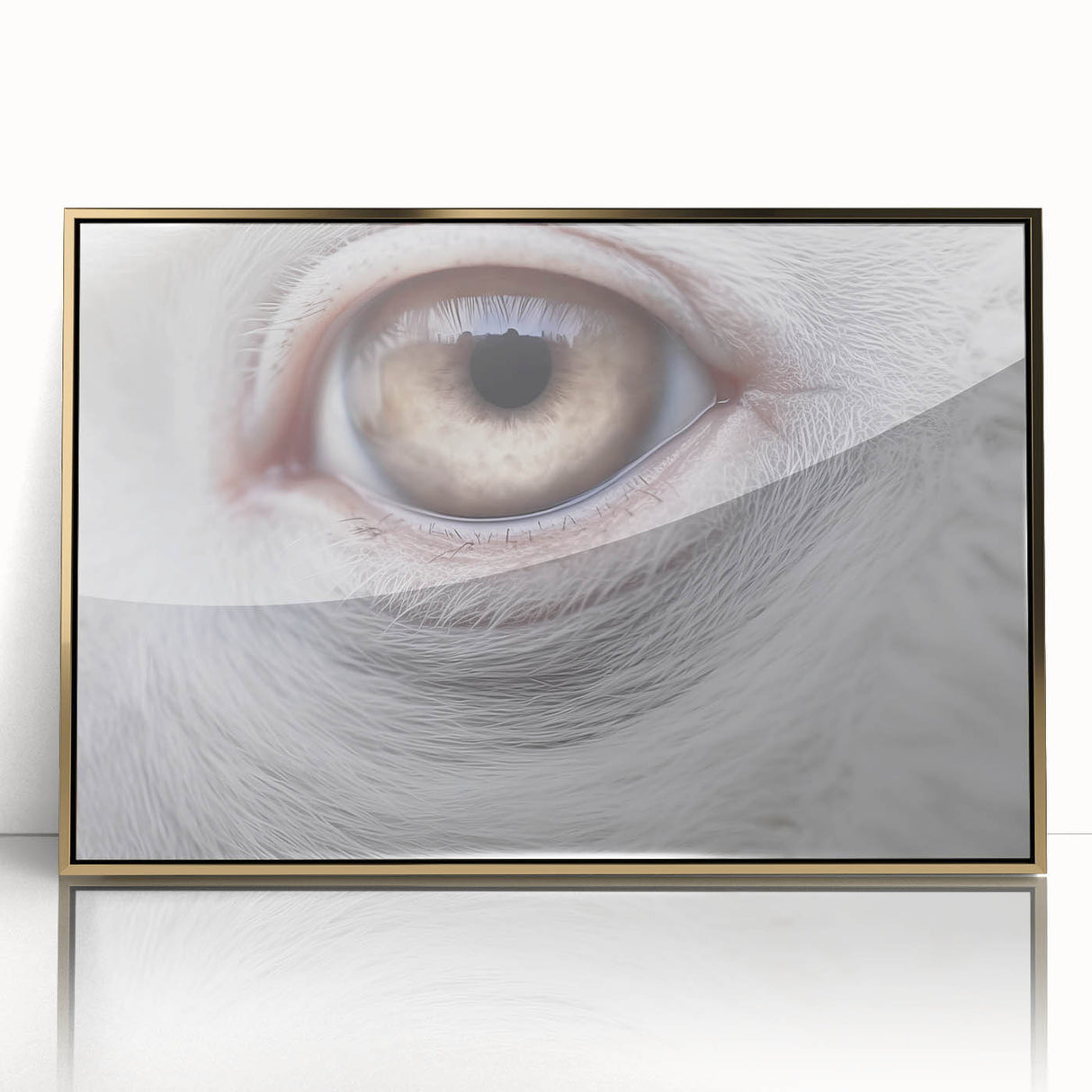 Mid-century modernist style large art print of a bird, in vibrant gold and green tones, framed in acrylic.