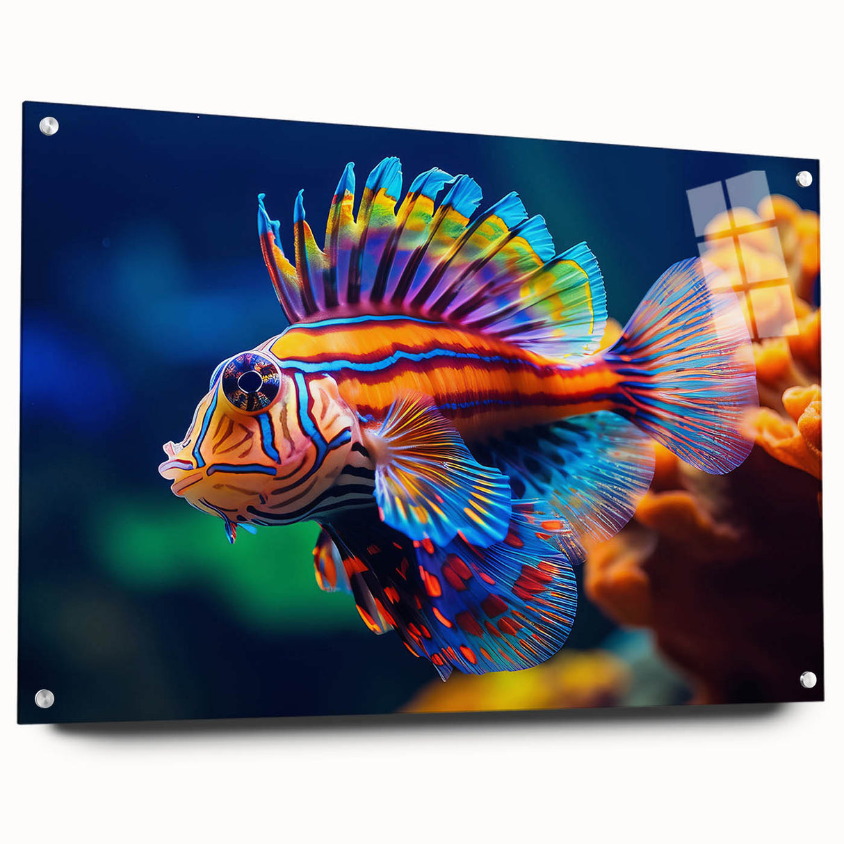 Acrylic print of a large abstract depiction of birds in soft pastel shades, suitable for bedroom or dining room decor.