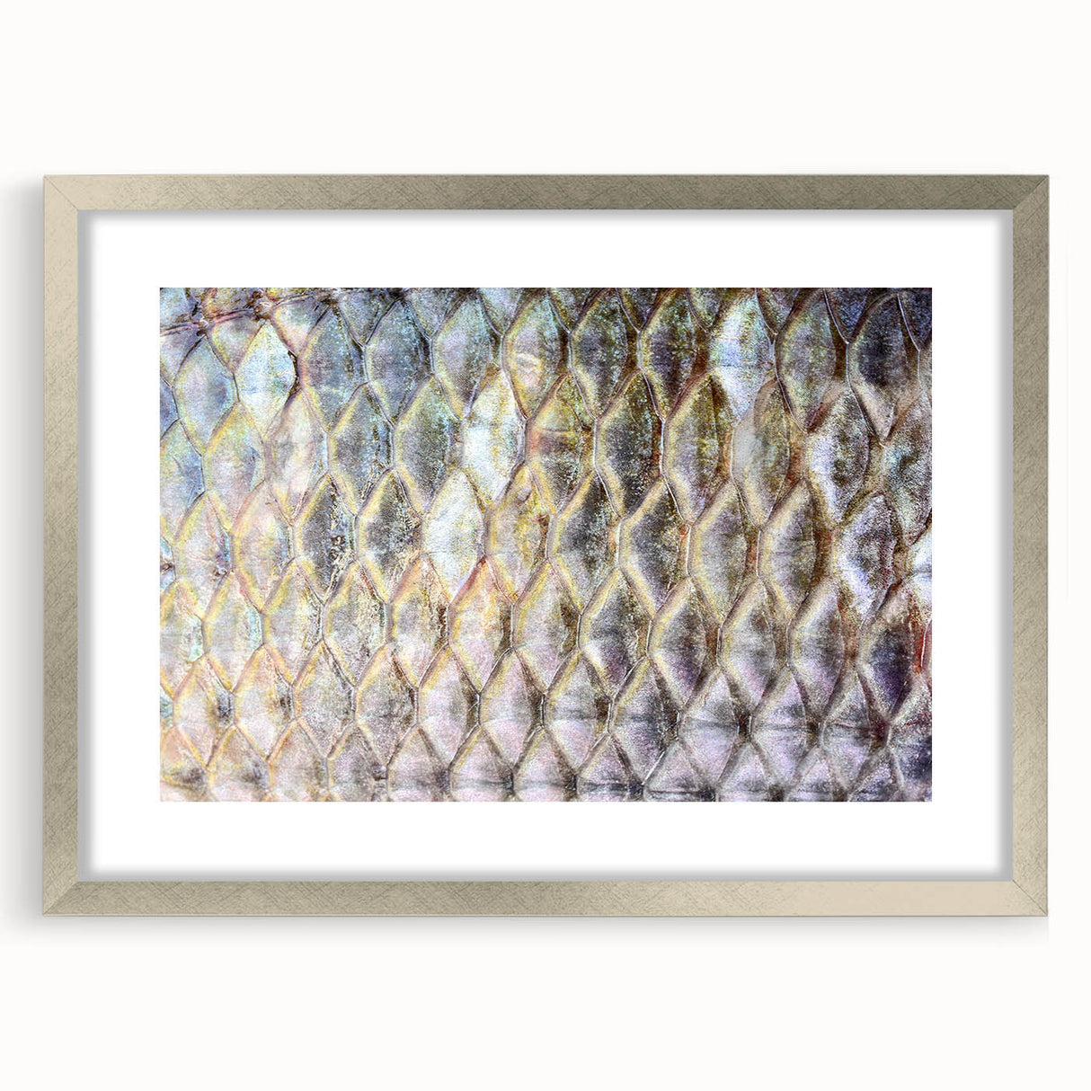 Textured art print of abstract birds in muted earth tones on a silver-framed canvas, ideal for bedroom decor.