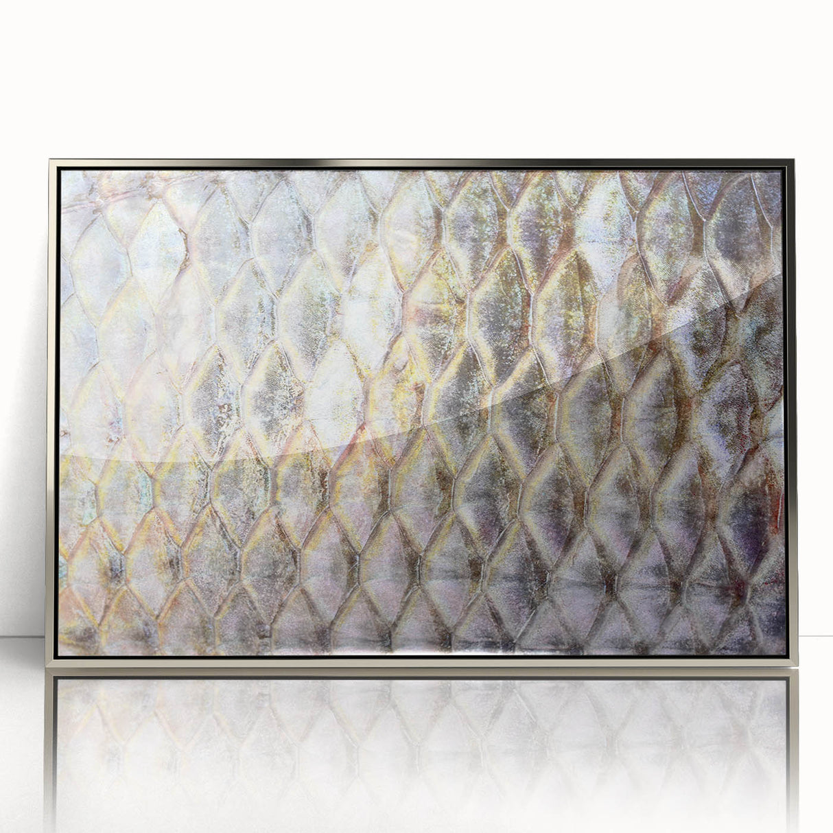 Mid-century modernist art of birds in flight, pastel shades, framed acrylic, ideal for nursery wall decor.