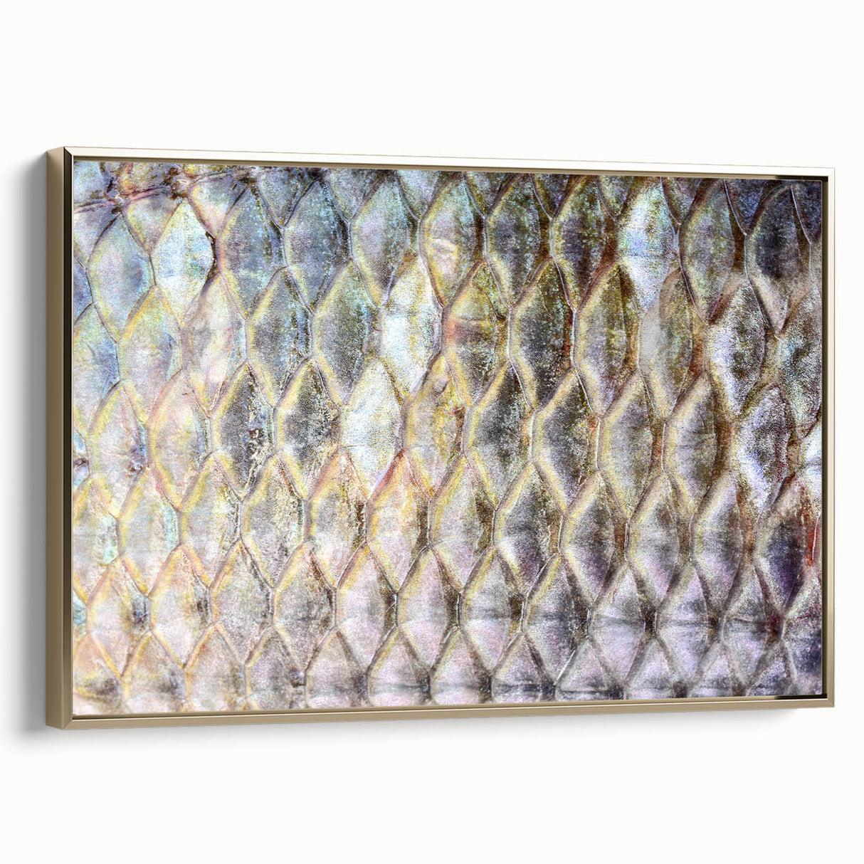 Framed canvas featuring a vintage-style landscape painting of birds in flight, set against a black background.