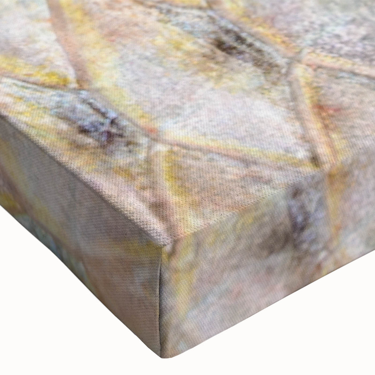 Large art of a black and white landscape painting on stretched canvas, depicting a serene bird scene.