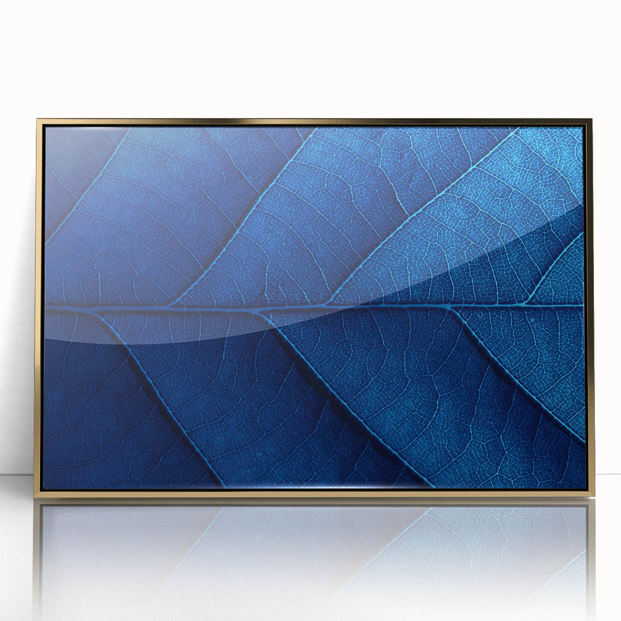 Large art print of a mid-century modernist floral design in gold and green tones on acrylic, ideal for nursery wall decor.