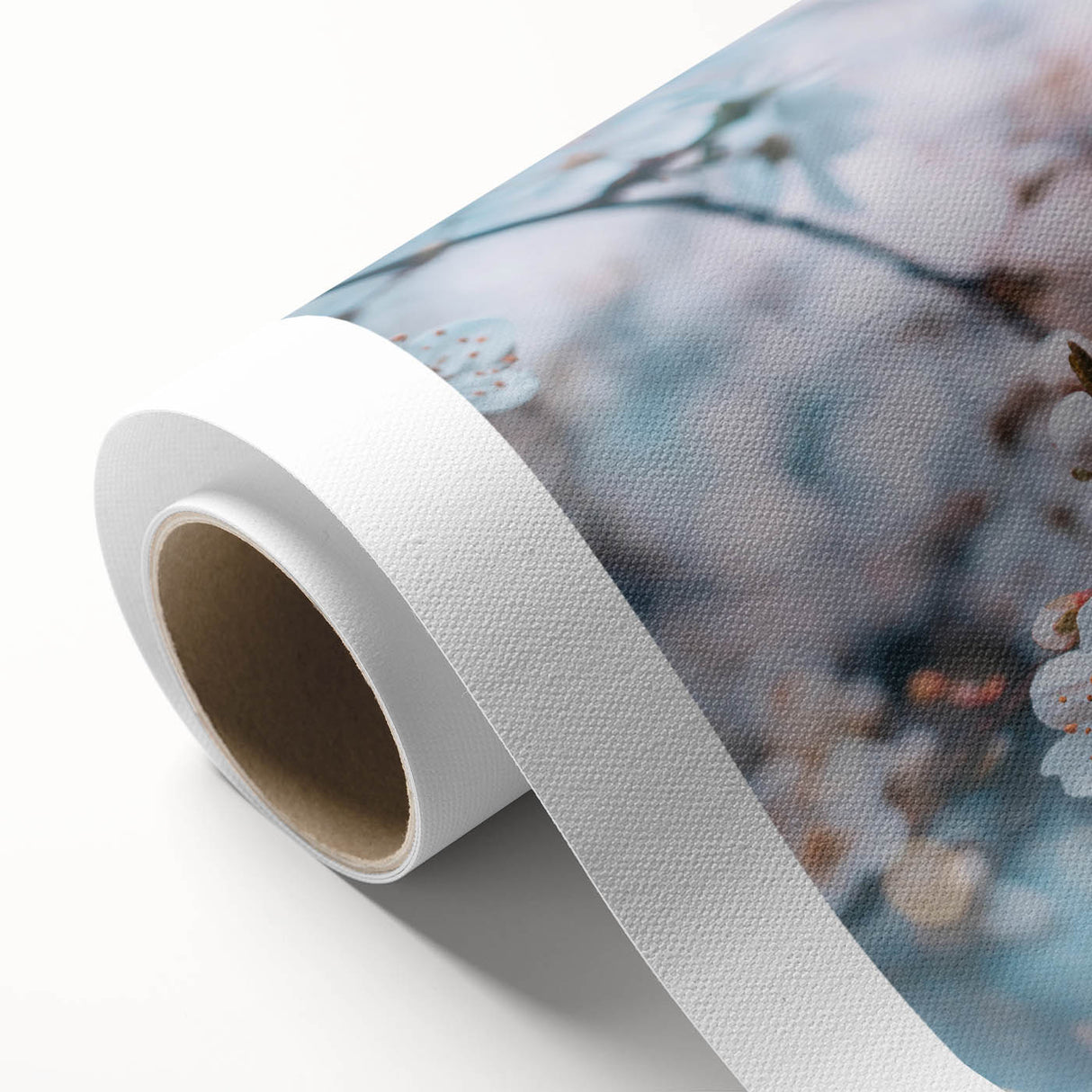 Art Deco floral design in pastel colors on rolled canvas, ideal for nursery wall art.