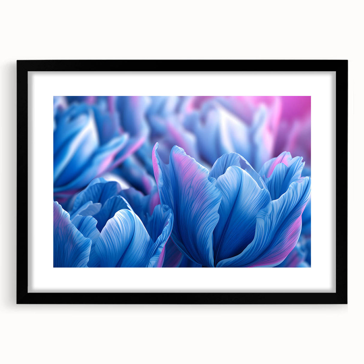 Extra large abstract art print featuring vibrant multicolored floral designs on a textured canvas.