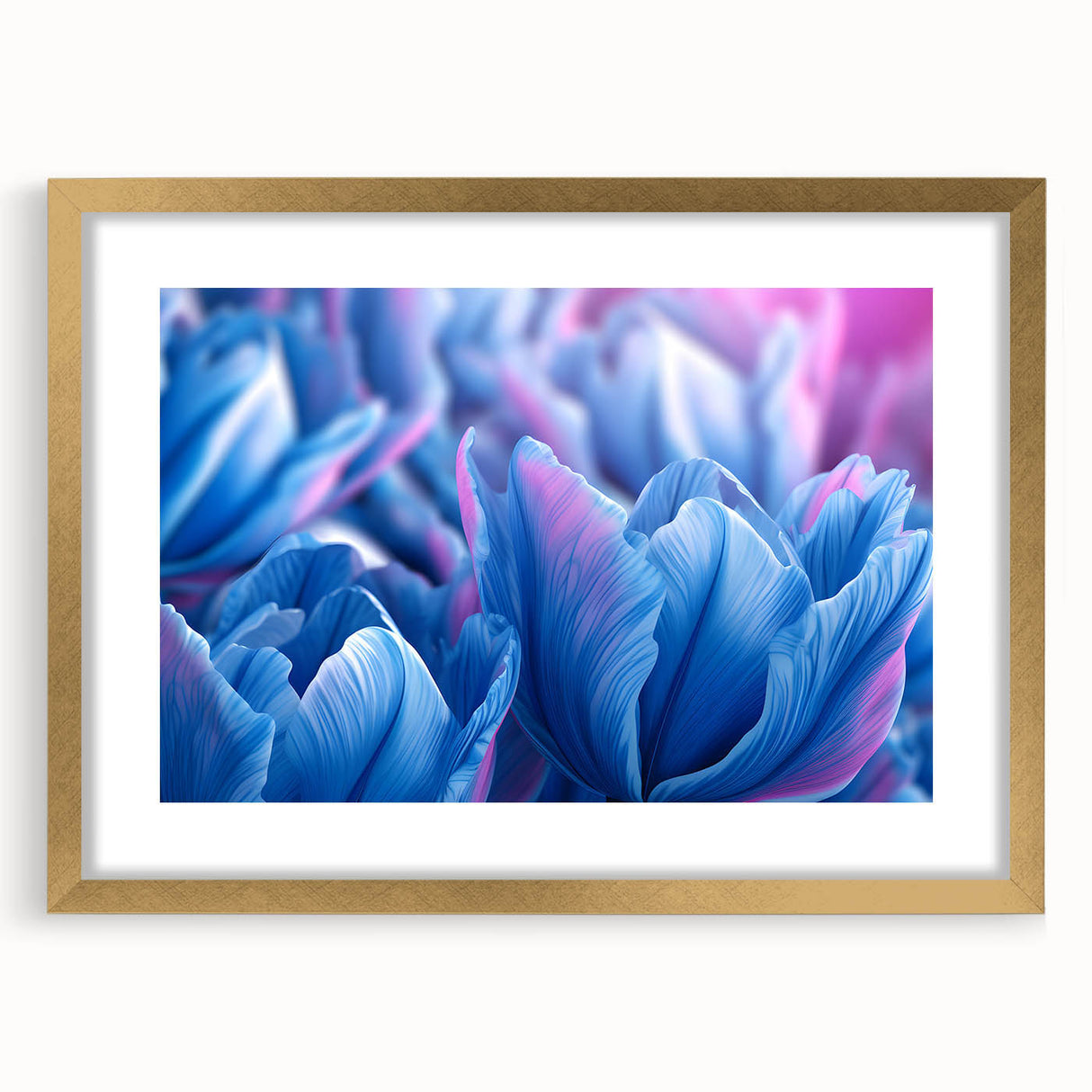 Extra large abstract art print featuring textured florals in soft hues, framed in gold, ideal for living room decor.