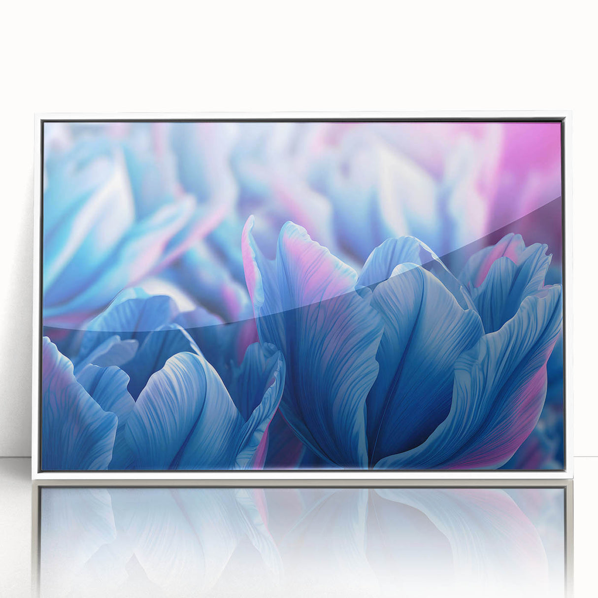 Acrylic print of a floral design in art deco style with muted pastel colors, ideal for nursery wall art.