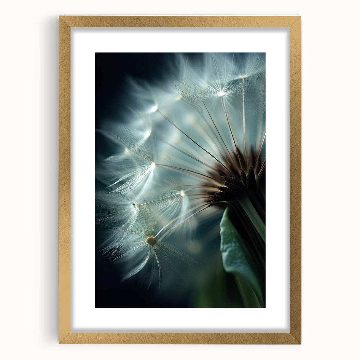 Extra large abstract art print featuring textured florals in gold frame, ideal for living room decor.