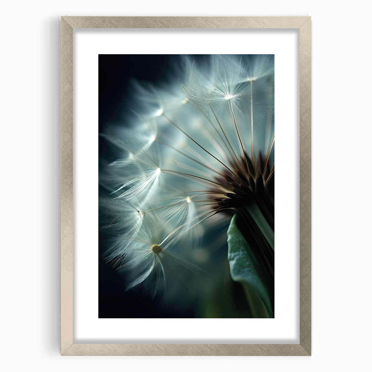 Textured art print of abstract florals in soft pink and white hues, framed in silver, ideal for bedroom wall decor.