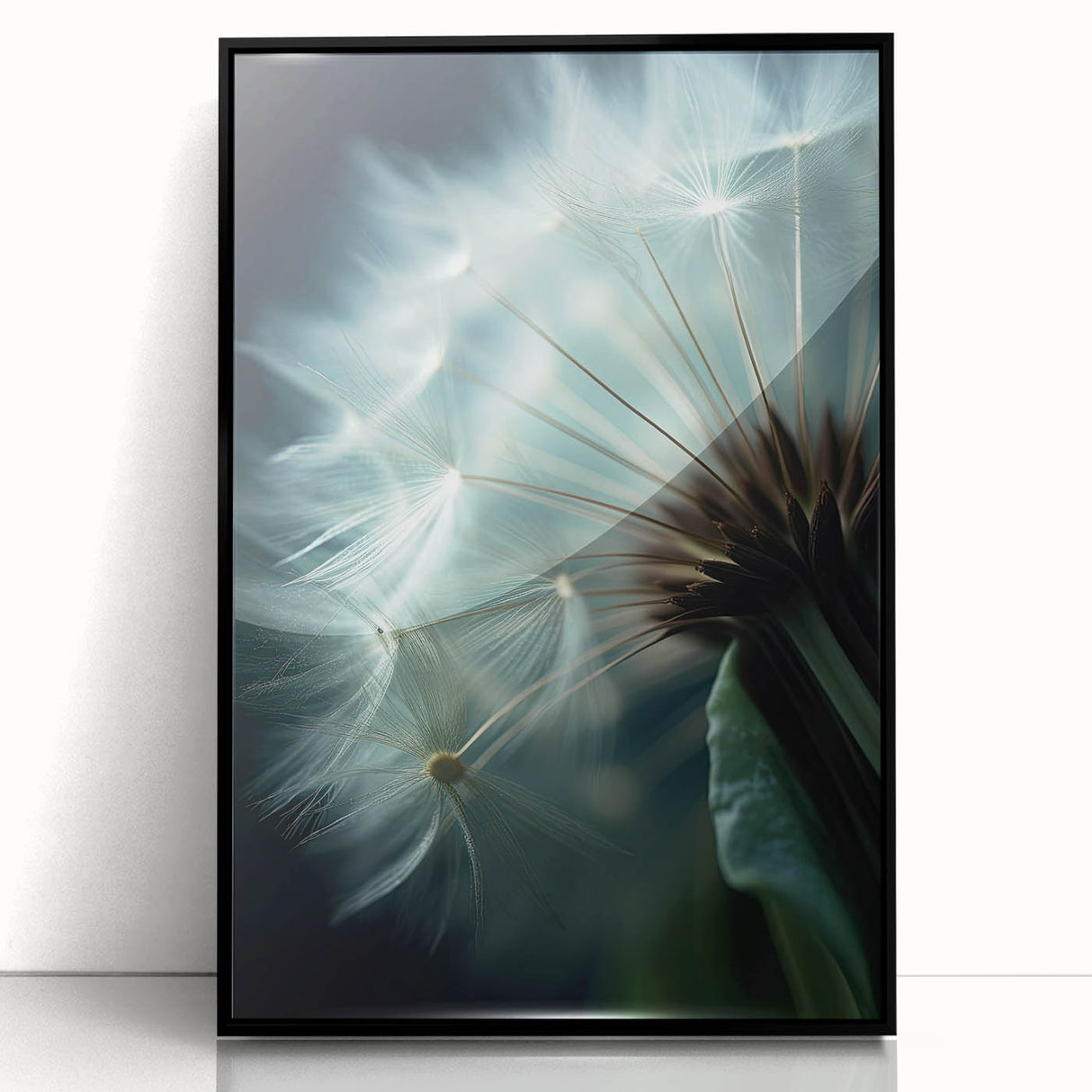 Large abstract wall art featuring floral designs in vibrant colors on a black acrylic frame.