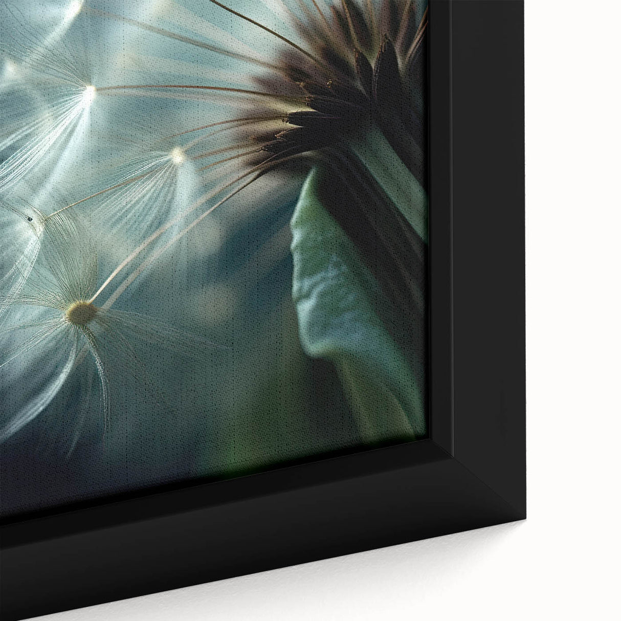 Extra large black wall art featuring a close-up of colorful, textured florals on framed canvas, ideal for living room decor.