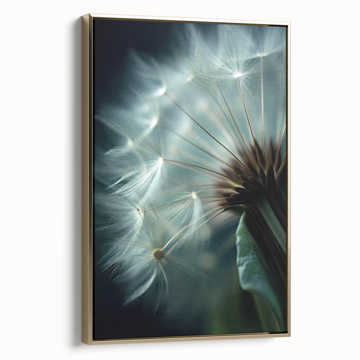 Framed canvas featuring a close-up floral design in gold and black tones, ideal for bedroom wall art.