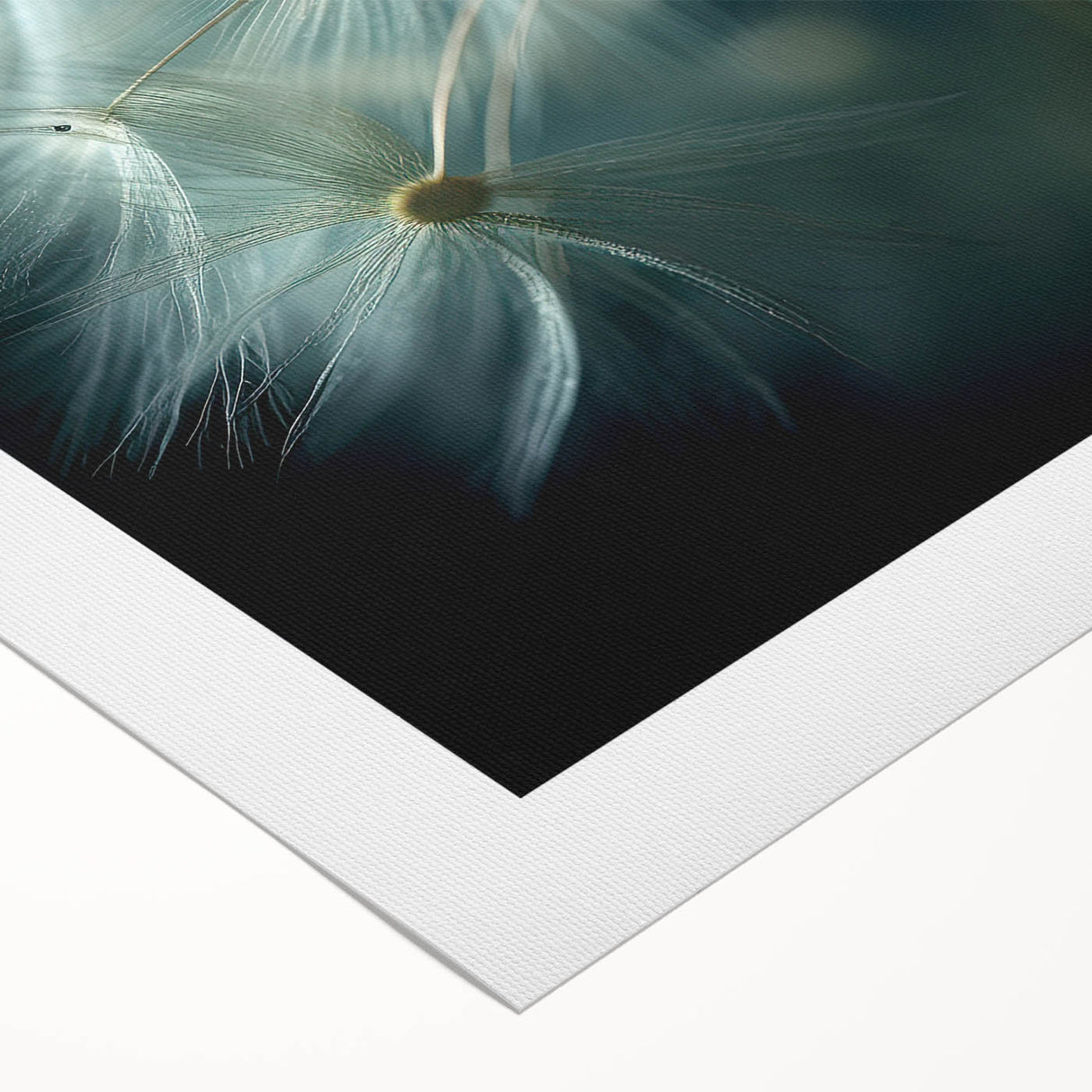 Art deco poster featuring close-up floral designs in vibrant colors on rolled canvas.