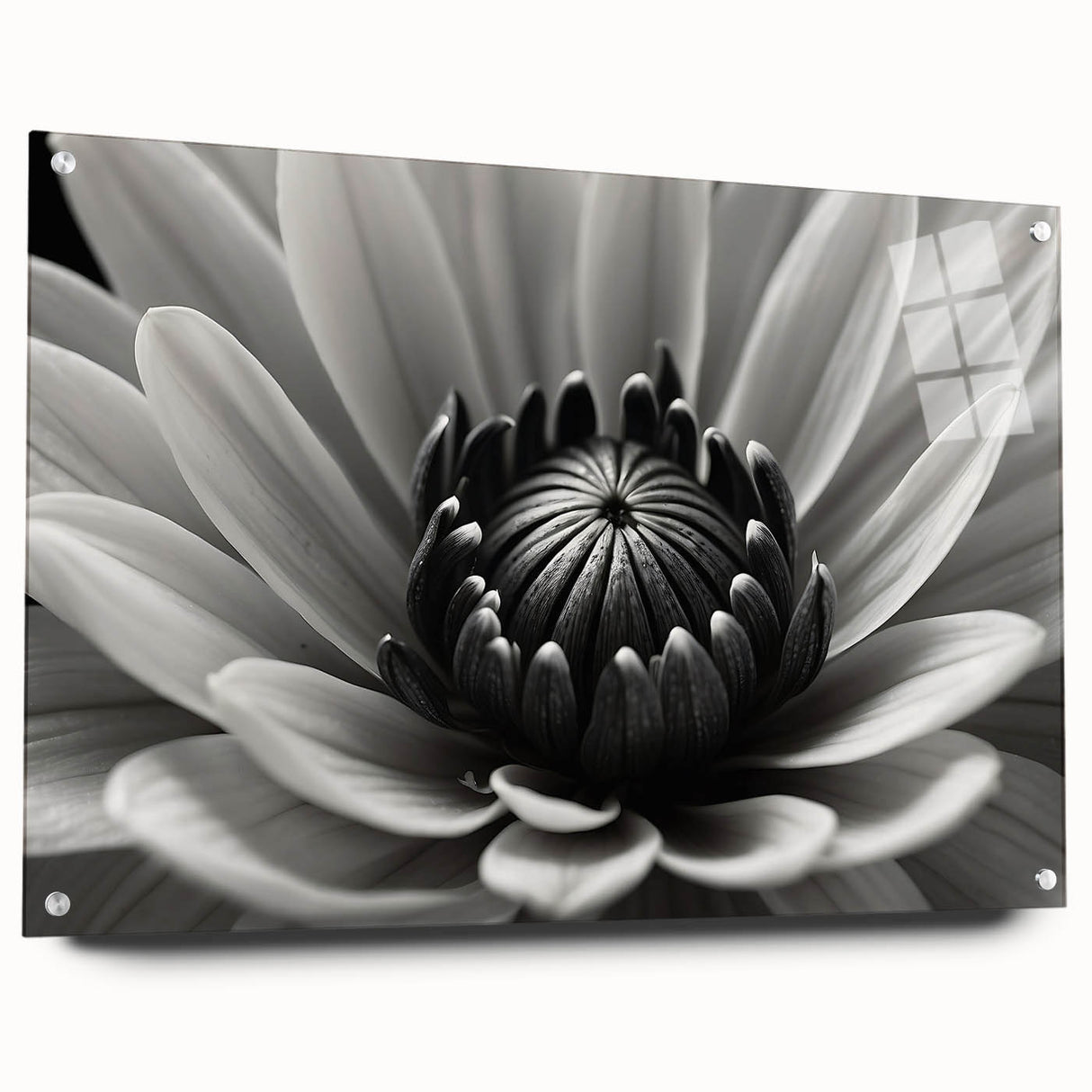 Close-up floral design in soft pastel colors on acrylic glass, suitable for bedroom or dining room decor.