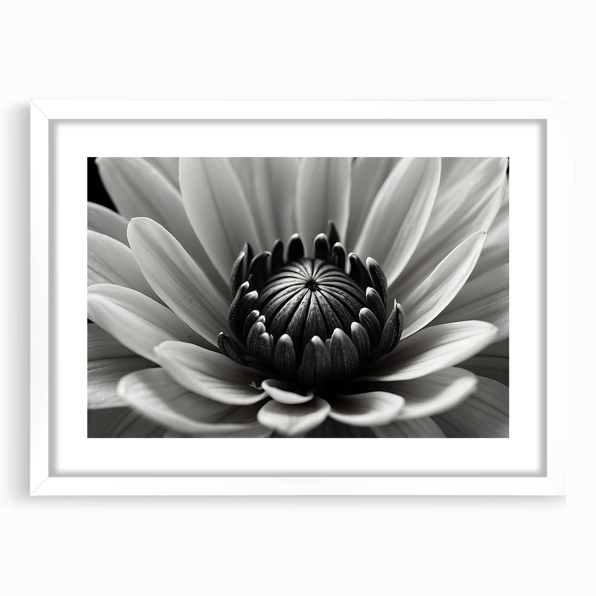 Abstract art print of florals in vibrant hues on a white framed canvas, suitable for dining room or bedroom.