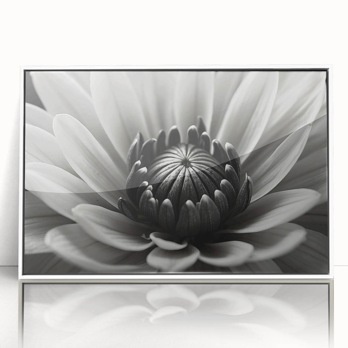 Art deco poster featuring a close-up floral design in pastel shades on a white framed acrylic, suitable for nursery wall art.