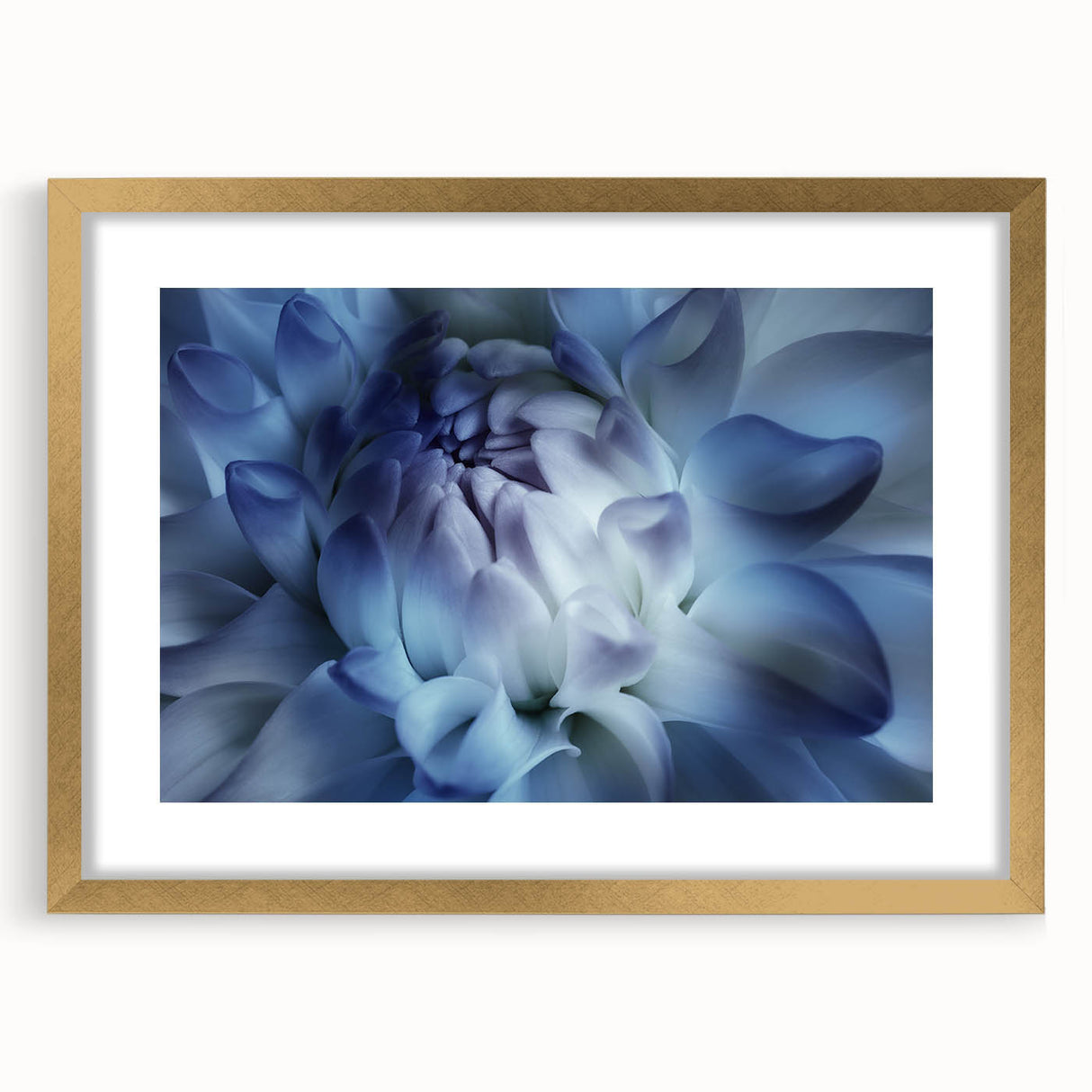 Extra large abstract art print featuring textured florals in soft pastel shades, framed in gold, ideal for living room decor.