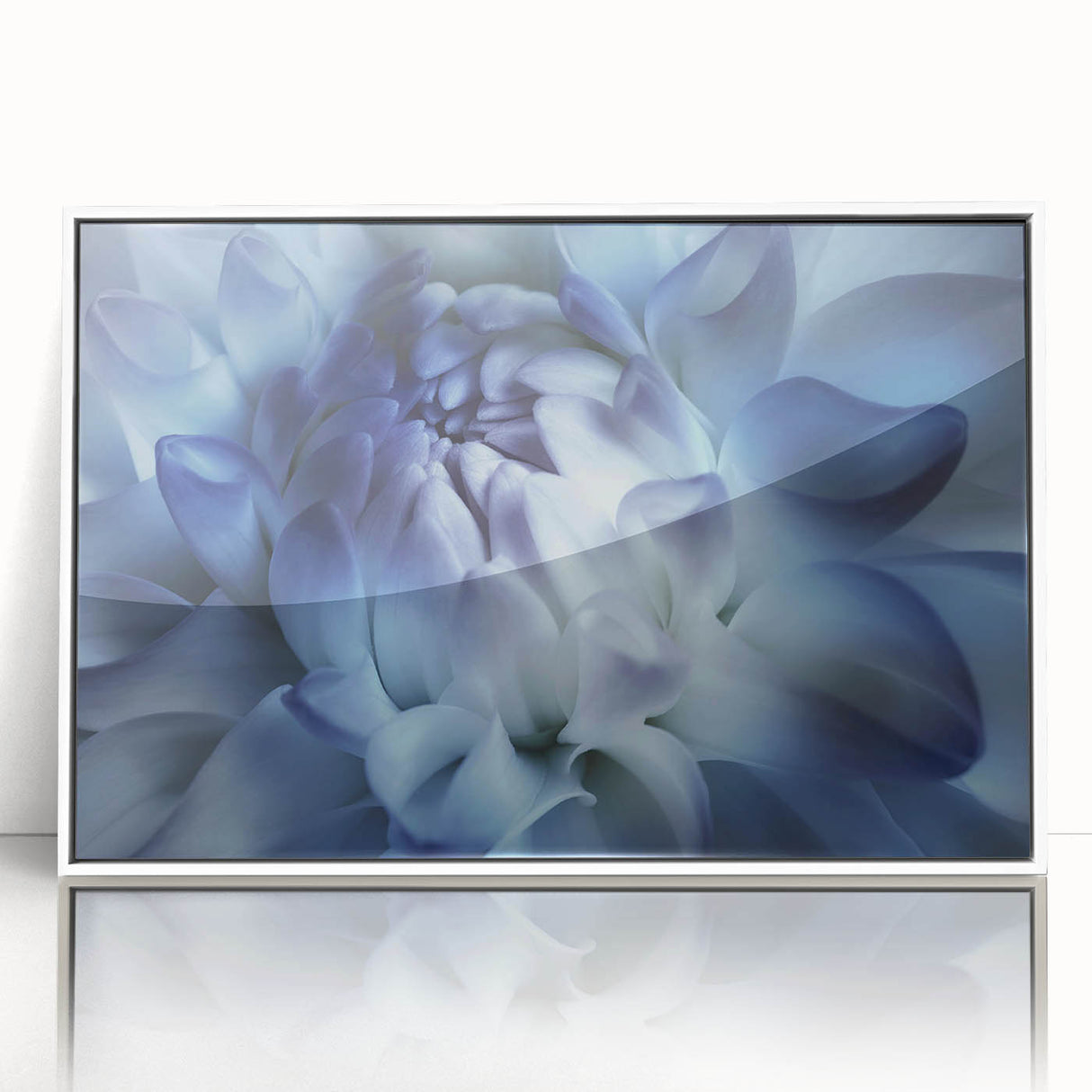 Art deco poster of vibrant florals in pastel shades, framed in white acrylic, ideal for nursery wall art.