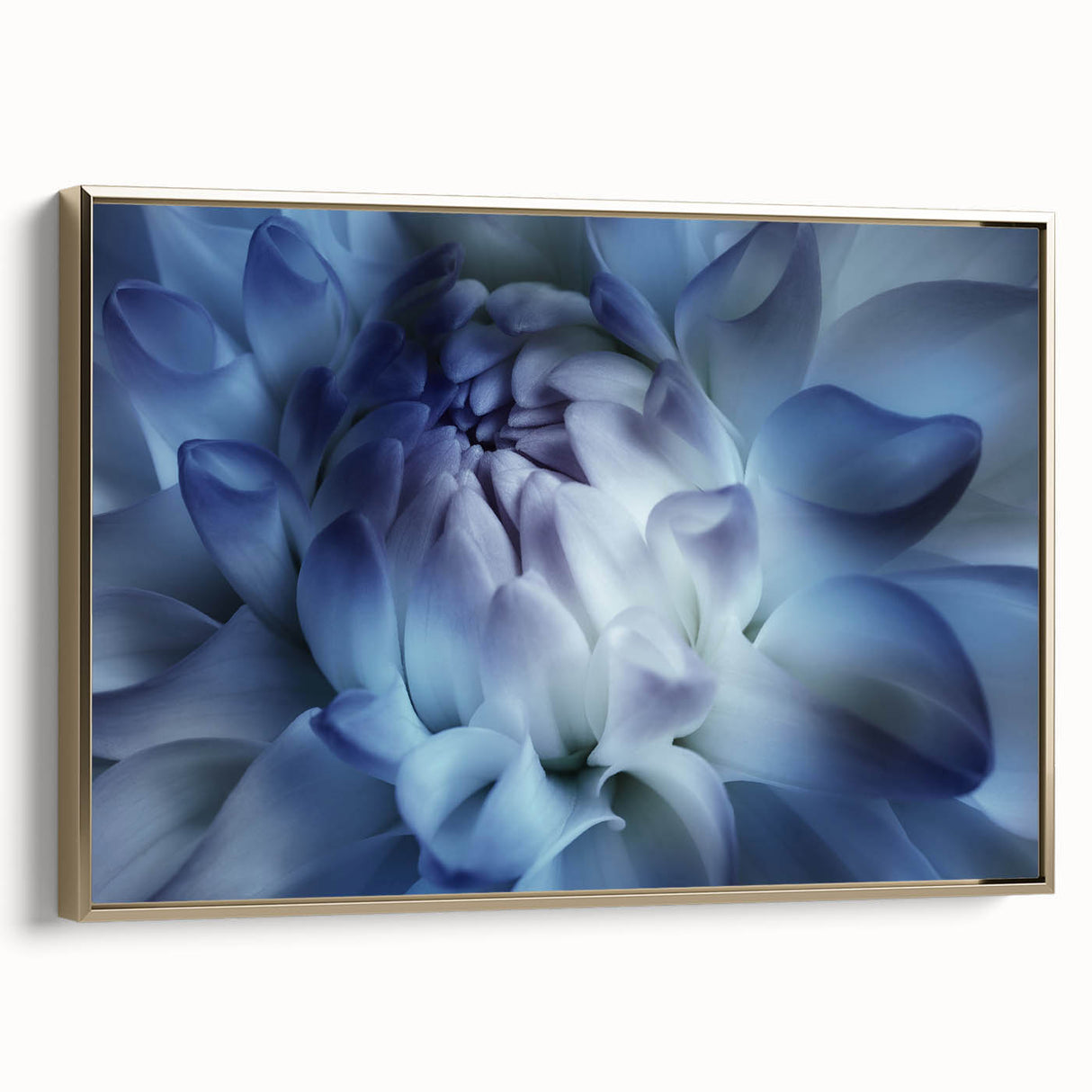Framed canvas featuring a close-up floral design in soft pastel colors, ideal for bedroom wall art.