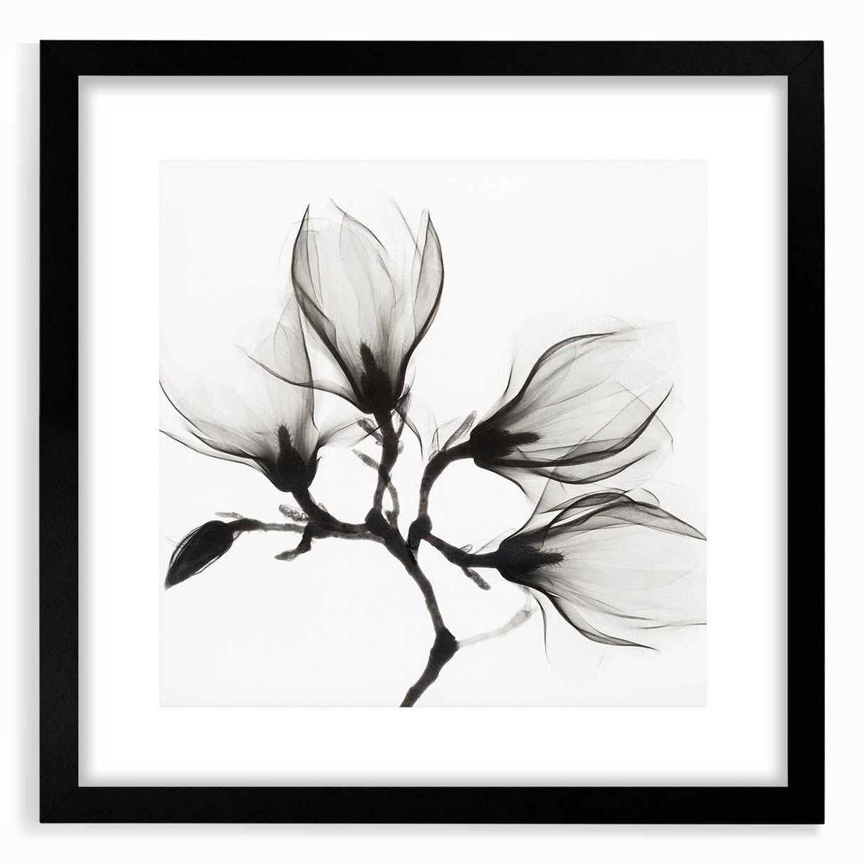 Extra large abstract art print featuring textured, colorful florals on a black framed canvas, ideal for living room decor.