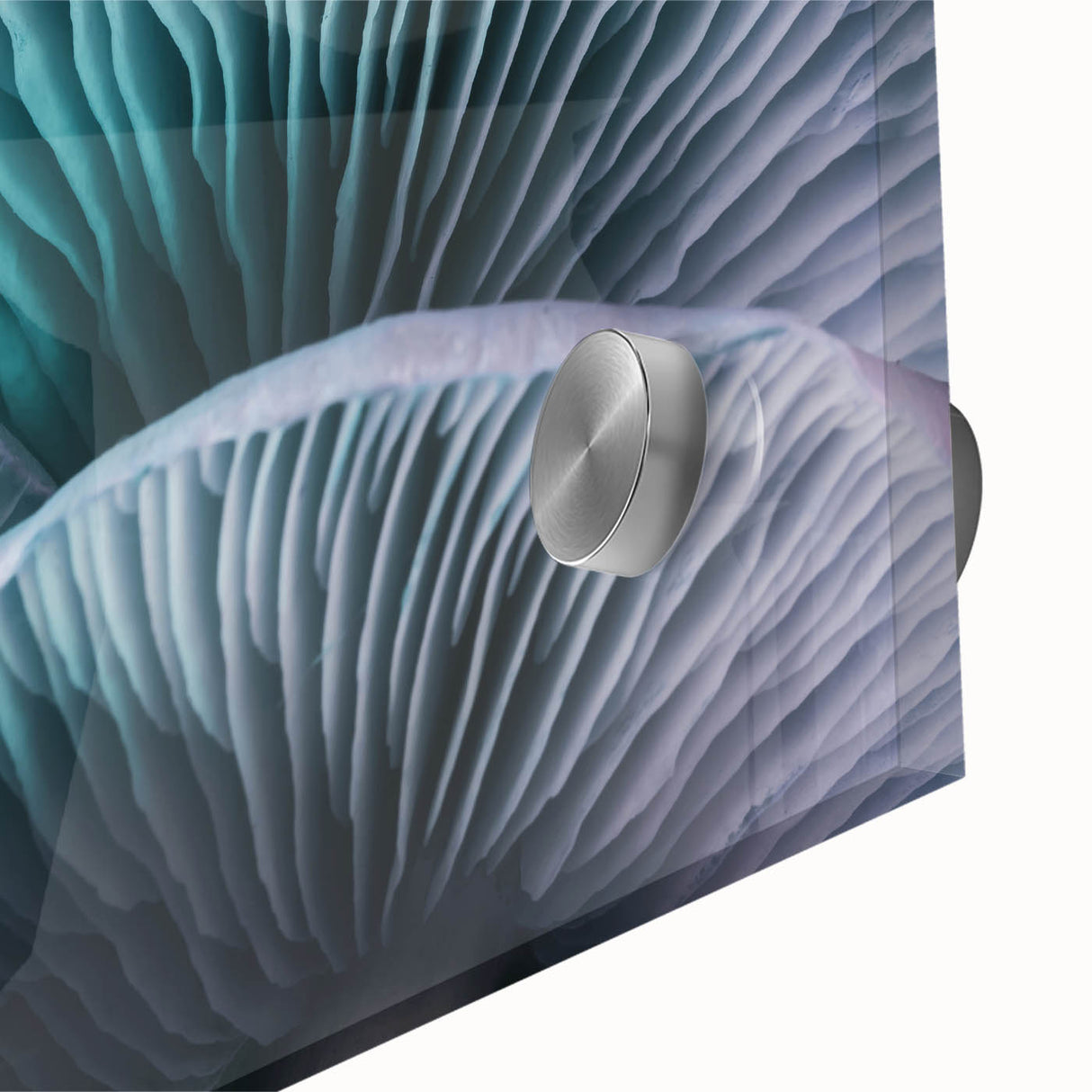 Large abstract floral design in vibrant colors on acrylic glass, ideal for dining room art in a mid-century modernist style.